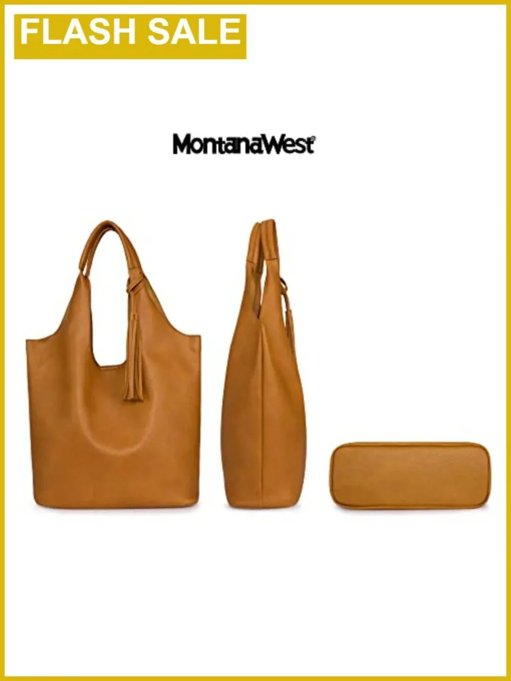 Slouchy Hobo Bag Faux Leather Shoulder Purse Tassel w/ Matching Wallet